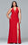 Faviana  - Long jersey v-neck with front slit 9402 in Red