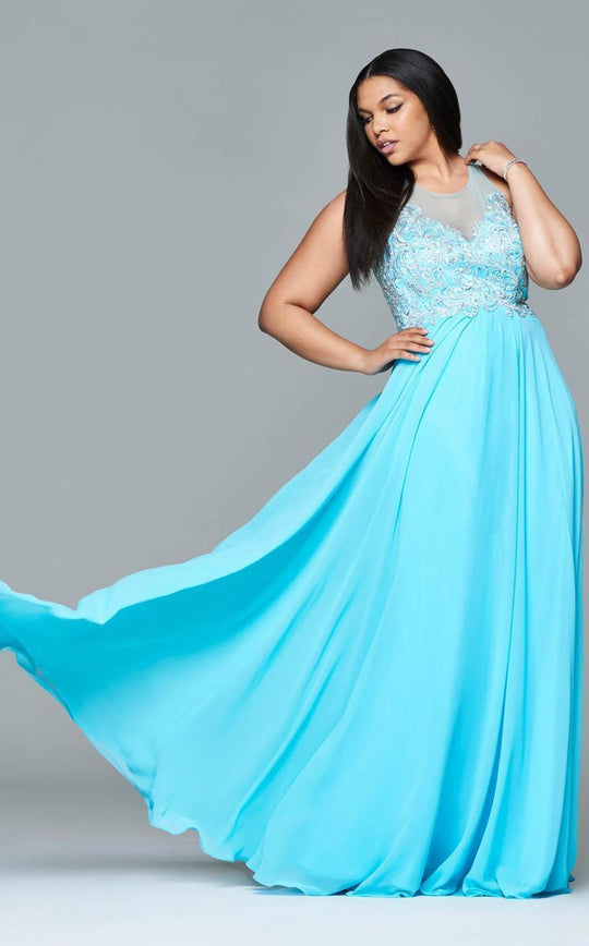 9405 Long chiffon dress with bead detailing