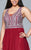 9409 Chiffon v-neck evening dress with beaded bodice