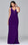 9416 Long v-neck jersey dress with lace-up inserts
