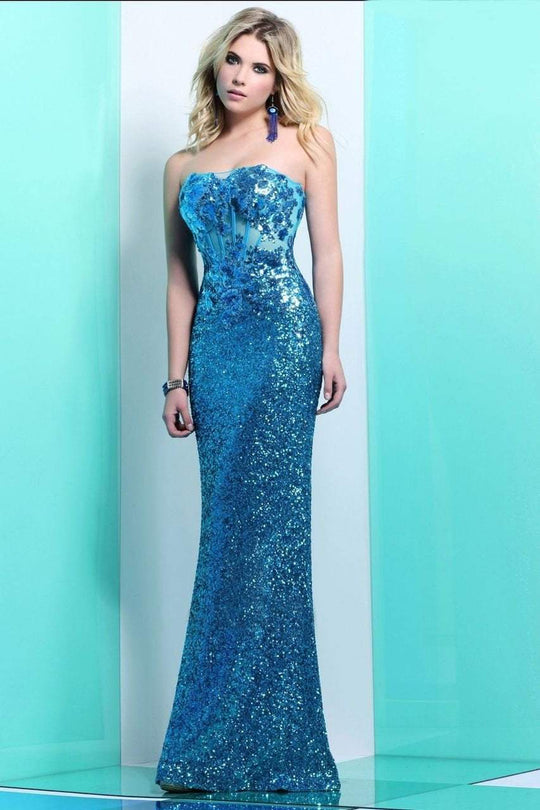 s7151 Sequined Semi-sweetheart Sheath Dress