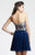 Strapless Embroidered Lace Illusion Cocktail Dress S7436