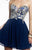 Strapless Embroidered Lace Illusion Cocktail Dress S7436