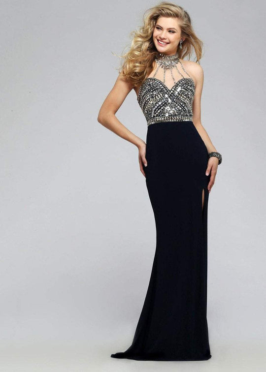 Gorgeous Jersey Dress with Jewelled Neck S7711