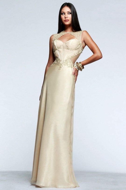 s7535 Embellished Bateau Column Dress