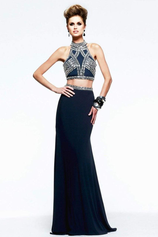 s7537 Two Piece Beaded Jersey Dress