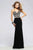 s7718 Jersey v-neck evening dress with colorful beaded bodice
