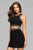 s7866 Short jersey two-piece cocktail dress with beaded trim and lace-up back