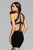 s7869 Short jersey two-piece cocktail dress with beaded trim and lace-up back