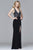 s7925 V-neck jersey dress with beaded bodice