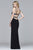s7925 V-neck jersey dress with beaded bodice