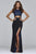 s7927 Long two-piece with embellished top and flowy skirt