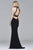 s7932 Long jersey fit and flare with banded lace bodice