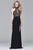 s7932 Long jersey fit and flare with banded lace bodice