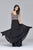 s7949 Long fit and flare dress with beaded bodice