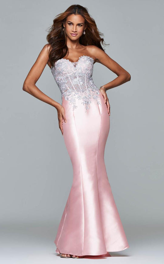 s7963 Mikado mermaid skirt with lace applique