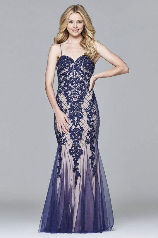 s7969 Long sweetheart tulle dress with soutache embroidery