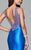 s7972 Long mikado dress with beaded bands and skirt ruffles