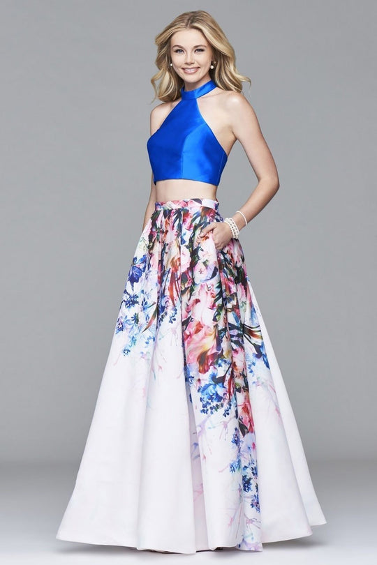 s7982 Long mikado print two-piece