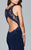 s7999 Long jersey v-neck dress with side applique