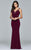 s7999 Long jersey v-neck dress with side applique