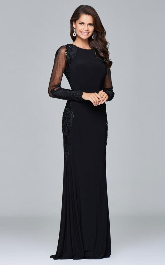 s8005 Long sleeve jersey dress with applique