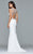 s8014 Long neoprene fit and flare dress with illusion scoop neck