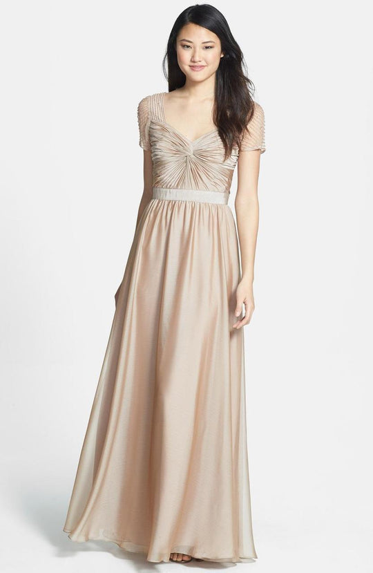 Adrianna Papell - Gathered Chiffon Dress 81890130 in Neutral