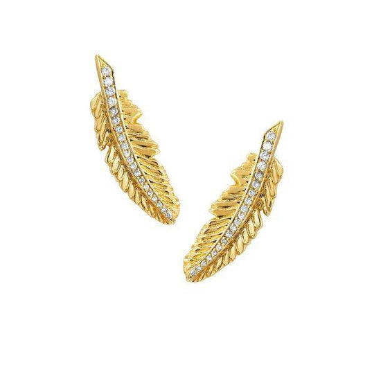Golden Feather Earring Large - Single or Pair