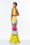 Terani Couture - 151P0070A Color Blocked Panel Gown in Yellow and Multi-Color