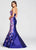 Ellie Wilde - EW118005 Plunging Sweetheart Floral Mikado Mermaid Gown In Purple and Floral