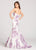 Ellie Wilde - EW118111 Strapless Floral Print Lace Mermaid Gown In White and Purple