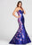 Ellie Wilde - EW118005 Plunging Sweetheart Floral Mikado Mermaid Gown In Purple and Floral