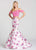 Ellie Wilde - EW118179 Two-Piece Lace Off Shoulder Floral Trumpet Gown In Pink and Floral