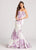 Ellie Wilde - EW118111 Strapless Floral Print Lace Mermaid Gown In White and Purple