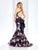 Clarisse Prom - 3421 Halter Floral Mikado Mermaid Gown in Black and Print