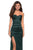 La Femme - 27780 Crisscross Ruched Strapless Gown with Slit In Green