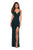 La Femme - Plunging V-neck Jersey Sheath Evening Gown 27622 In Green