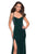 La Femme - 27179 Fitted Scoop Evening Gown with Slit In Green