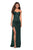 La Femme - 27780 Crisscross Ruched Strapless Gown with Slit In Green