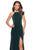 La Femme - 26962 Strappy Fitted Halter Gown with Slit In Green
