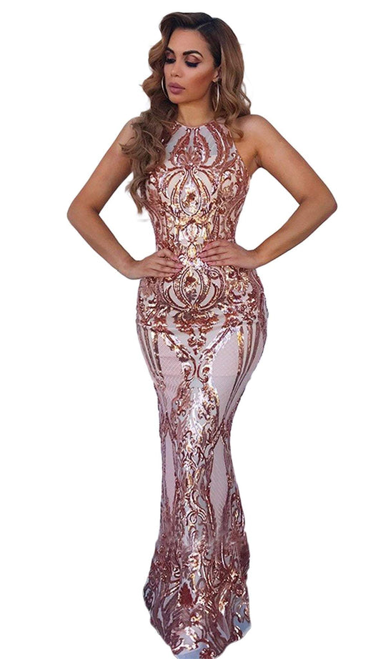 Tinaholy Couture - T1868 Sexy Strappy Back Sequin Ornate Mermaid Gown