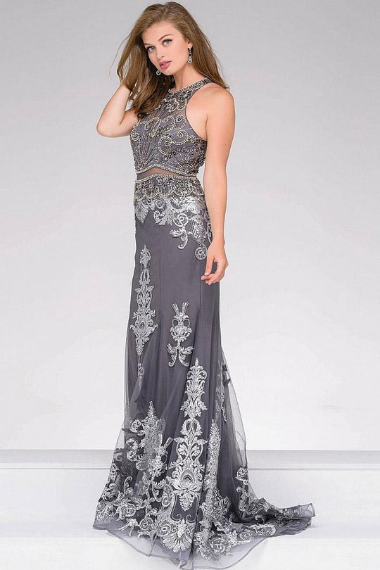 Sleeveless Embroidered Prom Dress 48638