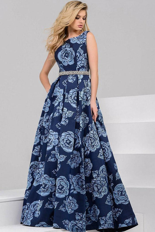 Floral Long Dress with Pleated Skirt 49217