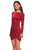 La Femme - 28192 Long Sleeve Backless Faux Wrap Dress In Red