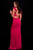 59708 Ruffled Cap Sleeve Open Back Fitted Gown