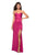 La Femme - 27780 Crisscross Ruched Strapless Gown with Slit In Pink