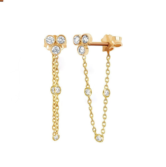 NEW! Star Shower 3 Bezel Chain Earring