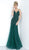 Jovani - 62987 Beaded Deep V-neck Trumpet Dress In Green