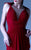 MNM Couture - G0919 Illusion V Neckline Draped Pleated Evening Dress in Red